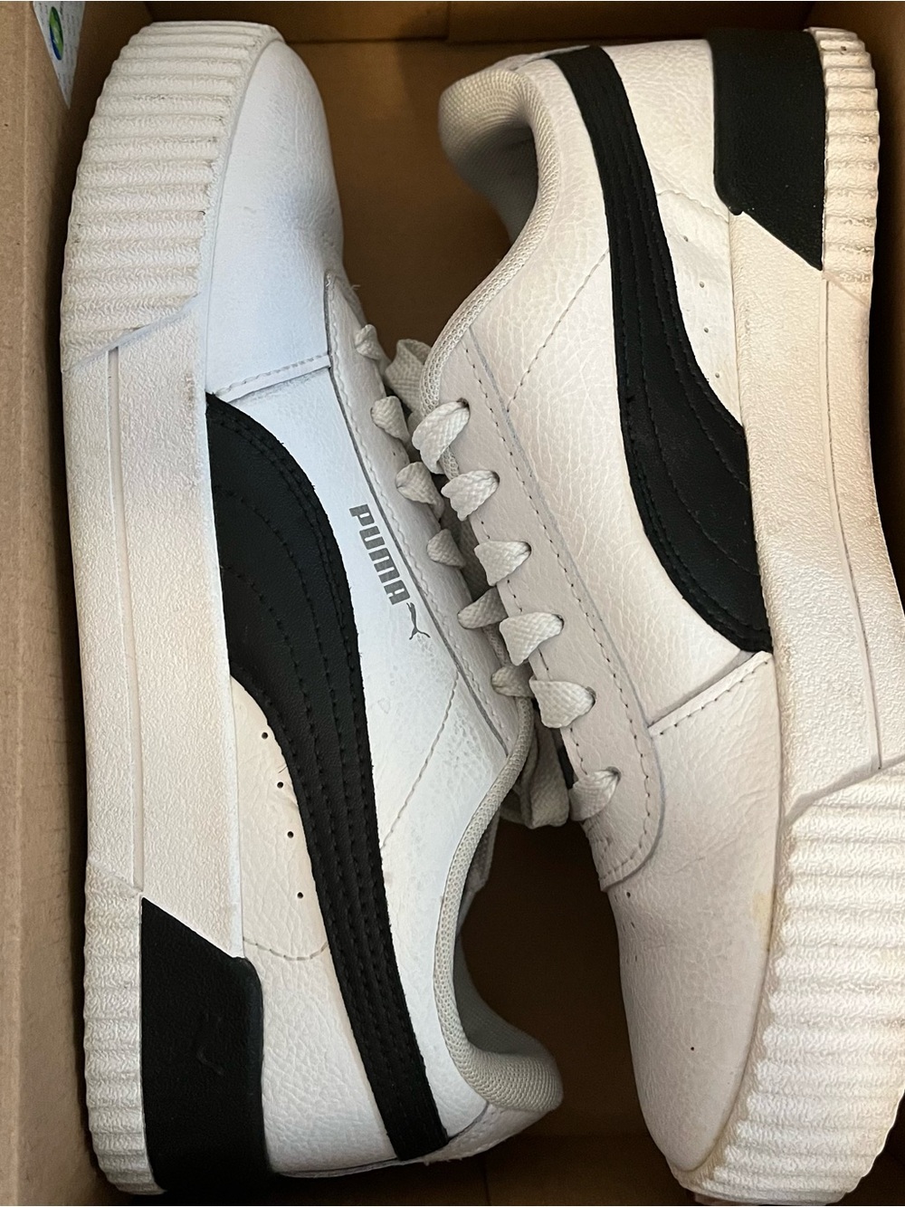Puma White and Black Low-Top Platform Sneakers